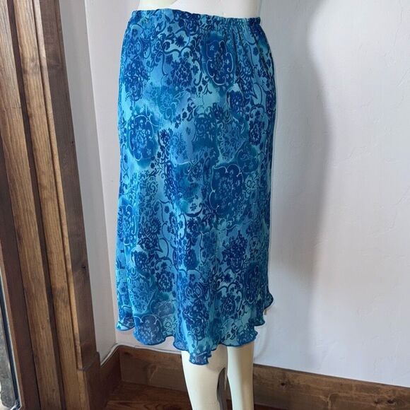 Vintage 90’s Layered Blue Floral Chiffon Long Skirt Size Large - Picture 6 of 11